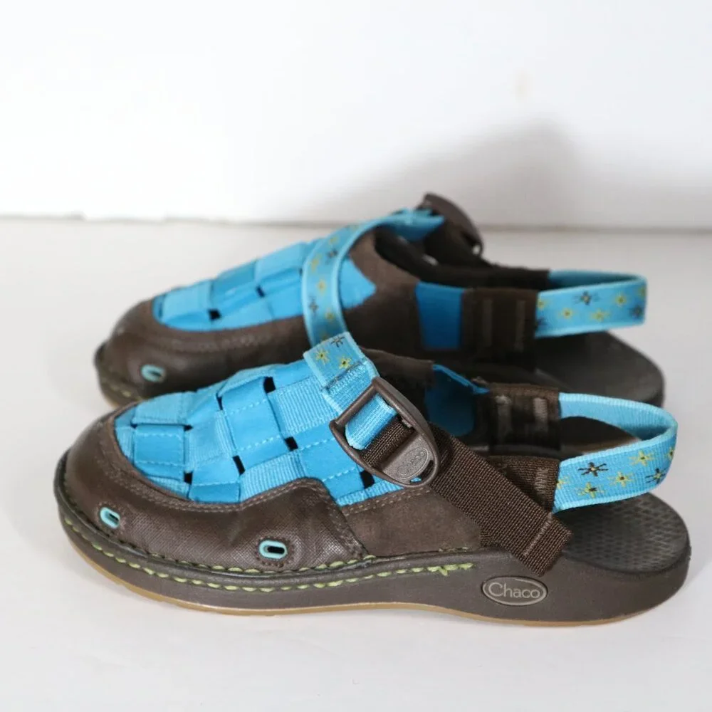 Chaco Paradox Kids EcoTread Woven Waterproof Shoes Sandals Size‎ 4 Blue Brown